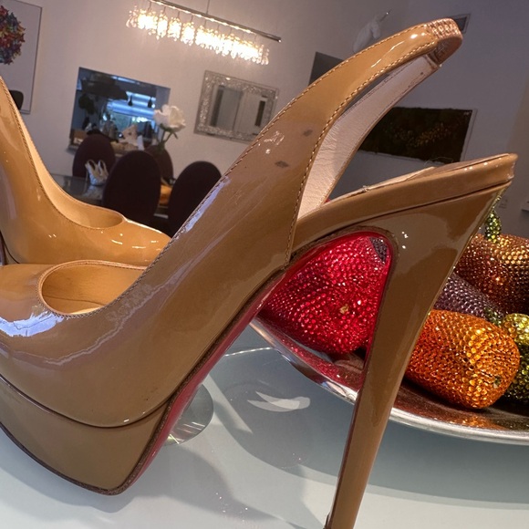 Christian Louboutin Nude Patent Slingback Heels size 37/6.5 - Picture 10 of 15